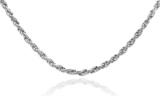 Rope Solid Diamond Cut 14K White Gold Chain 1mm 16