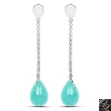 15.59 Carat Genuine Amazonite .925 Sterling Silver Earrings