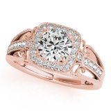 CERTIFIED 18K ROSE GOLD 1.17 CT G-H/VS-SI1 DIAMOND HALO ENGAGEMENT RING