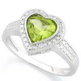 1 CARAT PERIDOT & DIAMOND 925 STERLING SILVER RING