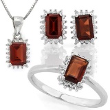 3 1/2 CARAT GARNET 925 STERLING SILVER SET