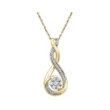 10kt Yellow Gold Womens Round Diamond Cradled Cluster Pendant 1/4 Cttw