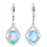 6 1/2 CARAT BABY SWISS BLUE TOPAZ 925 STERLING SILVER EARRINGS