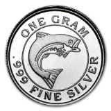1 gram Silver Round - Monarch Precious Metals (Salmon Fish)
