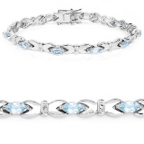 6.20 Carat Genuine Blue Topaz .925 Sterling Silver Bracelet