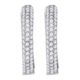 10kt White Gold Womens Round Pave-set Diamond Triple Row Hoop Earrings 3-1/2 Cttw