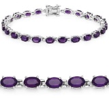 9.46 Carat Genuine Amethyst .925 Sterling Silver Bracelet