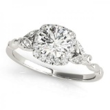 CERTIFIED 14KT WHITE GOLD 0.87 CT G-H/VS-SI1 DIAMOND HALO ENGAGEMENT RING