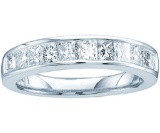 14kt White Gold Womens Princess Channel-set Diamond 3mm Single Row Wedding Band 1/2 Cttw - Size 5