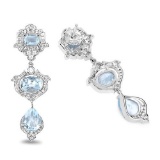 9.23 Carat Genuine Blue Topaz and White Topaz .925 Sterling Silver Earrings