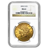 1898-S $20 Liberty Gold Double Eagle MS-63 NGC