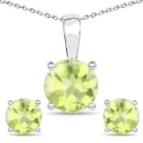 2.27 Carat Genuine Peridot .925 Sterling Silver Jewelry Set