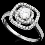 1 CARAT (45 PCS) FLAWLESS CREATED DIAMOND 925 STERLING SILVER HALO RING