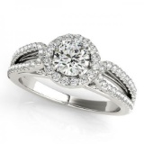 CERTIFIED PLATINUM .85 CT G-H/VS-SI1 DIAMOND HALO ENGAGEMENT RING