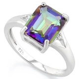 2 3/5 CARAT OCEAN MYSTIC GEMSTONE & DIAMOND 925 STERLING SILVER RING