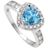 ELEGANT 1.425 CARAT TW (22 PCS) BLUE TOPAZ & CREATED WHITE SAPPHIRE PLATINUM OVER 0.925 STERLING SIL