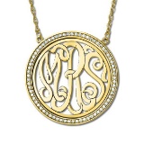 Monogram Initial Necklace with Diamond Accents 14k Yellow Gold 0.34ct