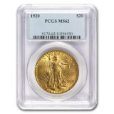 1920 $20 Saint-Gaudens Gold Double Eagle MS-62 PCGS