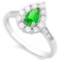 CREATED EMERALD 925 STERLING SILVER HALO RING