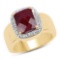 14K Yellow Gold Plated 5.00 Carat Dyed Ruby and White Topaz .925 Sterling Silver Ring