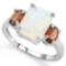 1 CARAT CREATED FIRE OPAL & 1 CARAT GARNET 925 STERLING SILVER RING