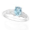 1 CARAT BABY SWISS BLUE TOPAZ & DIAMOND 925 STERLING SILVER RING