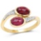 14K Yellow Gold Plated 2.38 Carat Glass Filled Ruby and White Topaz .925 Sterling Silver Ring