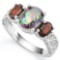 1 3/4 CARAT MYSTIC GEMSTONE & 2 1/5 CARAT GARNET 925 STERLING SILVER RING