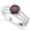 1 3/4 CARAT GARNET & (20 PCS) FLAWLESS CREATED DIAMOND 925 STERLING SILVER RING