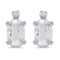 Certified Sterling Silver Oval White Topaz and Diamond Earrings 0.9 CTW