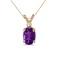 Certified 14k Yellow Gold Oval Amethyst And Diamond Pendant 0.46 CTW