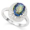 2 3/5 CARAT OCEAN MYSTIC GEMSTONE & GENUINE DIAMONDS 925 STERLING SILVER RING