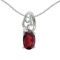 Certified 14k White Gold Oval Garnet And Diamond Pendant 0.48 CTW