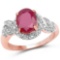 14K Rose Gold Plated 2.30 Carat Glass Filled Ruby .925 Sterling Silver Ring