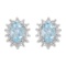 Certified 14k White Gold Oval Aquamarine And Diamond Earrings 0.62 CTW