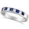 Princess-Cut Diamond and Sapphire Wedding Ring Band in Palladium