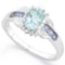 AQUAMARINE & 1 1/3 CARAT (6 PCS) TANZANITE 925 STERLING SILVER RING