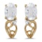 Certified 14k Yellow Gold Oval White Topaz And Diamond Earrings 0.97 CTW