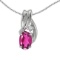 Certified 14k White Gold Oval Pink Topaz And Diamond Pendant 0.44 CTW