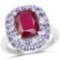 5.12 Carat Glass Filled Ruby and Tanzanite .925 Sterling Silver Ring