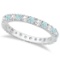 Diamond and Aquamarine Eternity Ring Stack Band 14K White Gold (0.51ct)