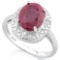 3 1/2 CARAT RUBY & DIAMOND 925 STERLING SILVER RING