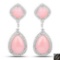 8.33 Carat Genuine Pink Opal And White Topaz .925 Sterling Silver Earrings