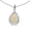 Certified 14k White Gold Pear Opal Pendant 0.23 CTW