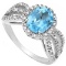 3 1/5 CARAT BABY SWISS BLUE TOPAZ & 1/3 CARAT (30 PCS) CREATED WHITE SAPPHIRE 925 STERLING SILVER RI