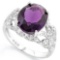 5 CARAT CREATED AMETHYST & 4 CARAT (40 PCS) FLAWLESS CREATED DIAMOND 925 STERLING SILVER RING