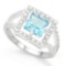 2 1/5 CARAT BABY SWISS BLUE TOPAZ & GENUINE DIAMONDS 925 STERLING SILVER RING