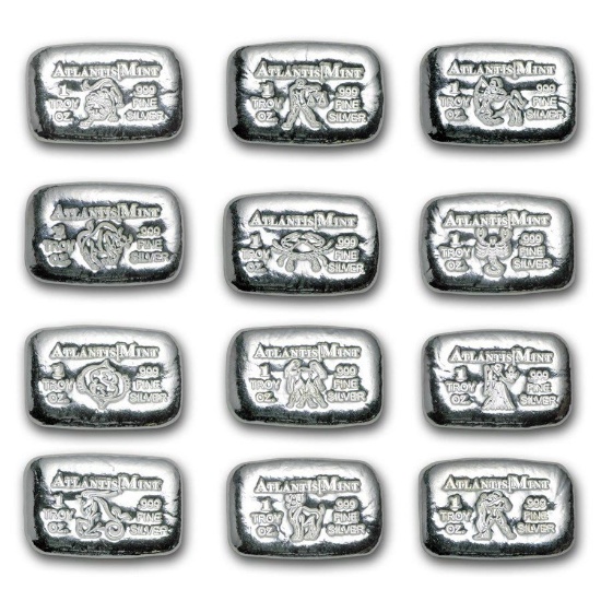 1 oz Silver Bar - Atlantis Mint (Zodiac Collection 12-Piece Set)