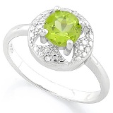 1 CARAT PERIDOT & DIAMOND 925 STERLING SILVER RING