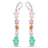 7.90 Carat Genuine Multi Stone .925 Sterling Silver Earrings